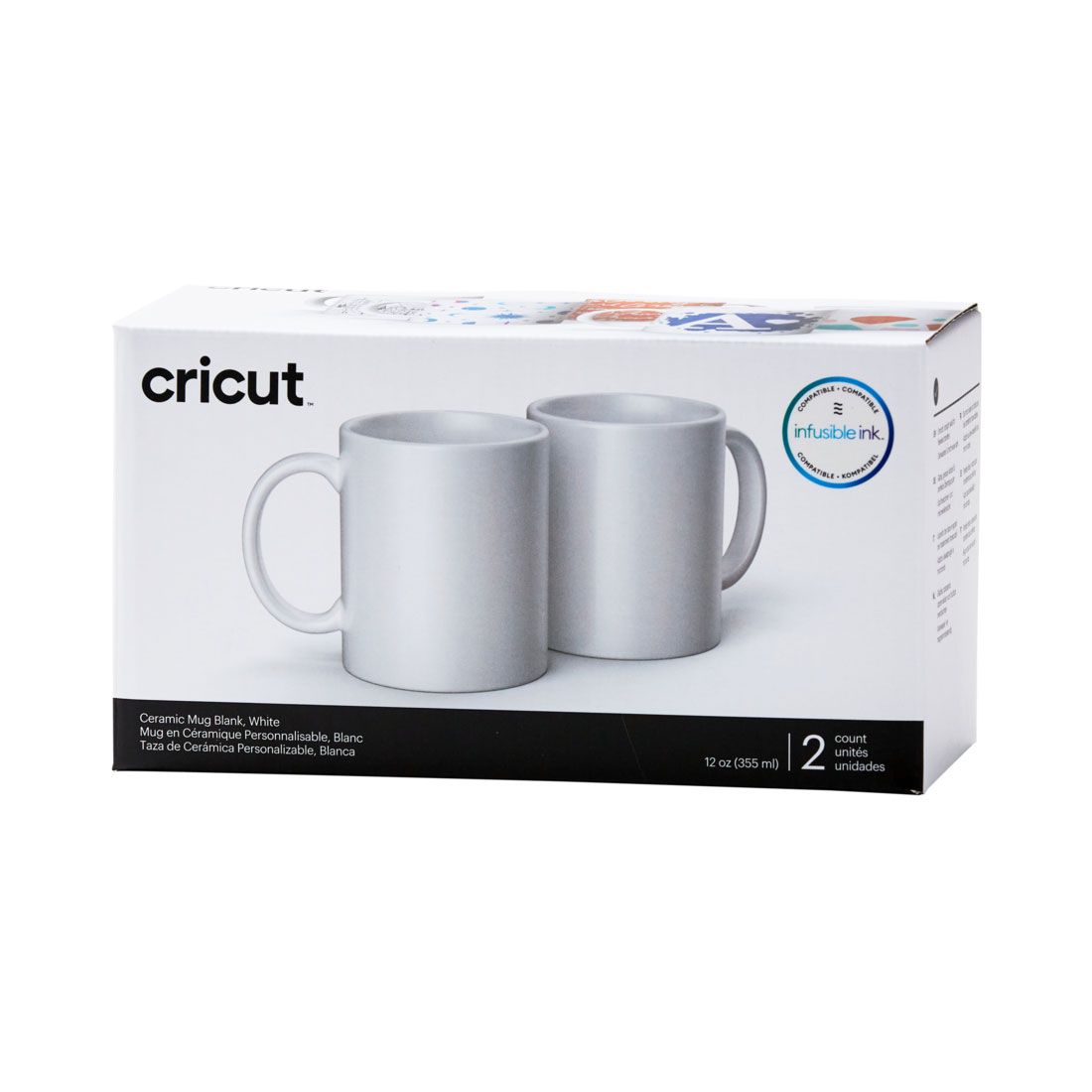 CRICUT Ceramic Mug Blank - White 12 oz/340 ml x 2 pcs (2007821)